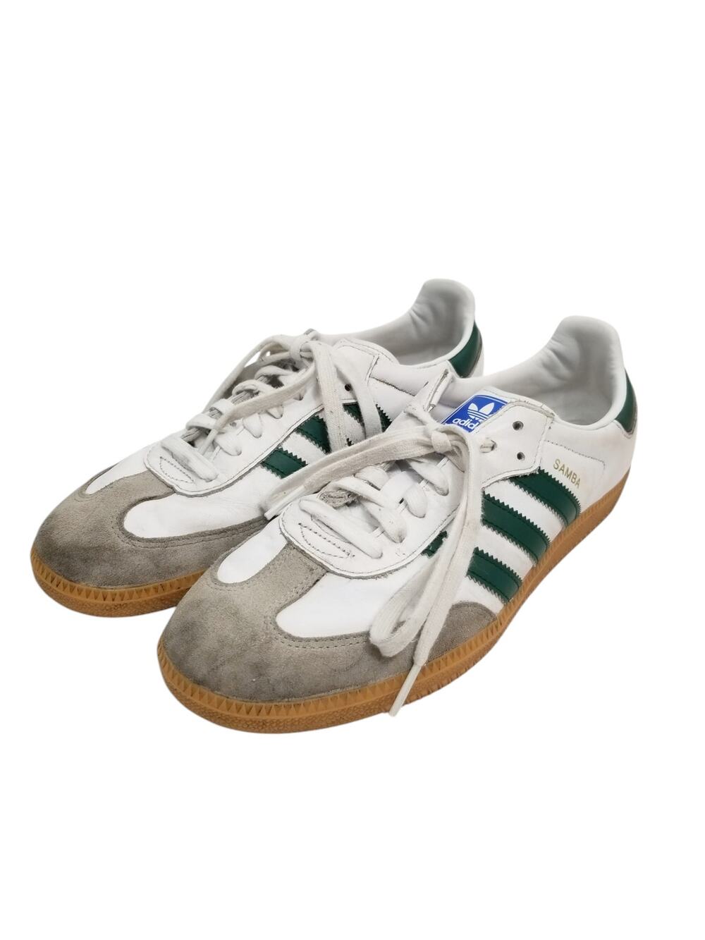 Adidas Samba OG Mens Samba Lace Up Sneakers Casual Shoes White Green Stripes 9.5